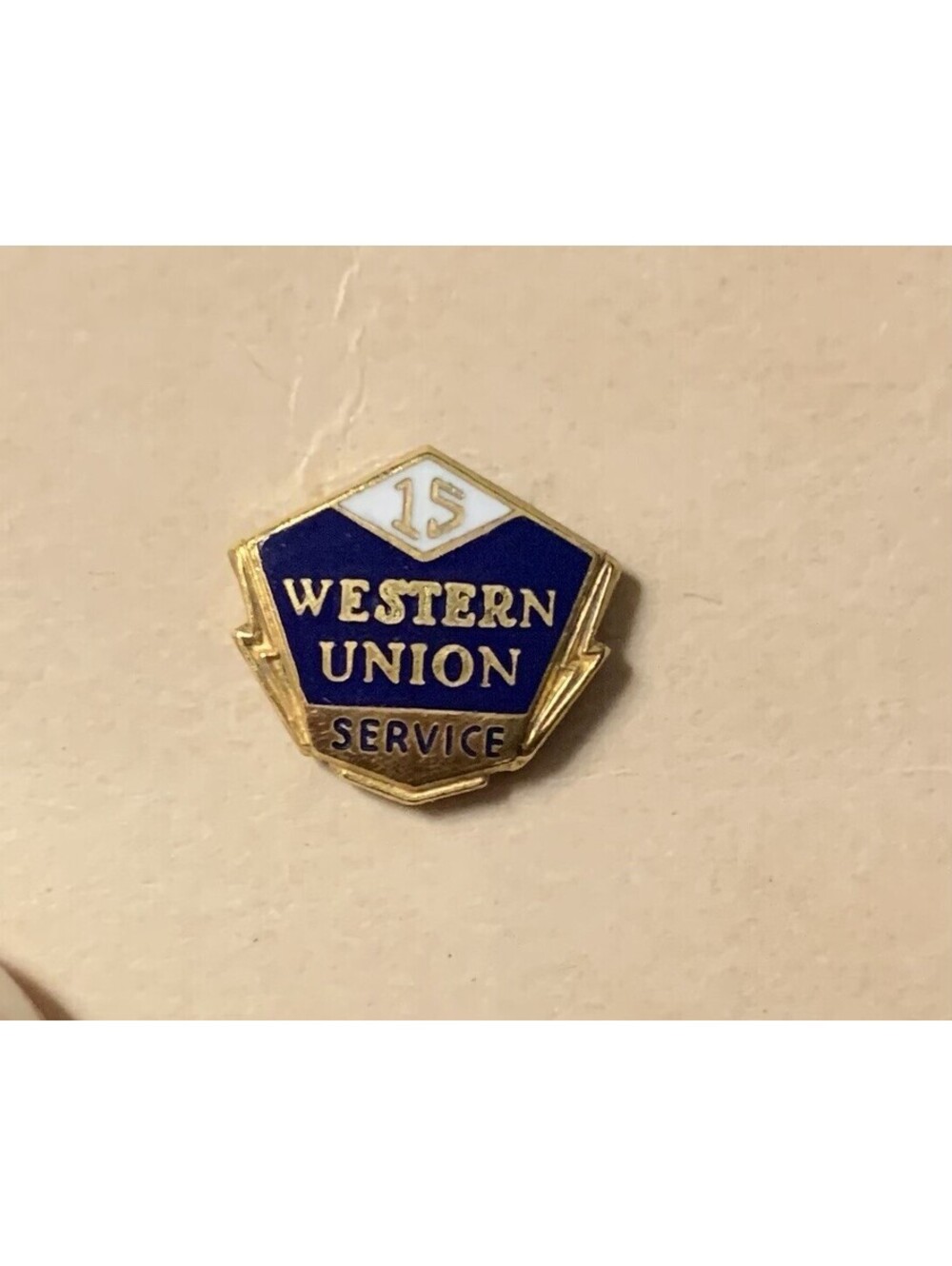 Vintage 10K Gold Filled 15 Years of Service Western Union Lapel Pin